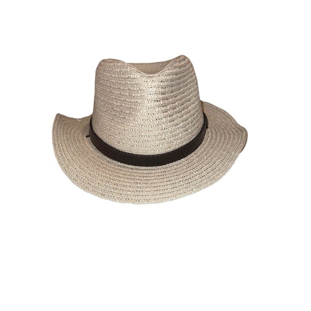 SCALA Paper Braid Outback with 3” Brim Faux Leather Band Faux Leather